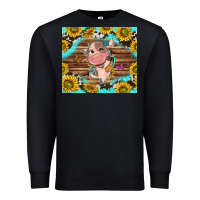 Black western cute cow with sunflower Premium Sweatshirt - NancyCooperArtShop