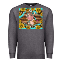 Charcoal Heather western cute cow with sunflower Premium Sweatshirt - NancyCooperArtShop