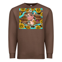 Chestnut western cute cow with sunflower Premium Sweatshirt - NancyCooperArtShop