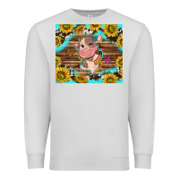 Dove Grey western cute cow with sunflower Premium Sweatshirt - NancyCooperArtShop