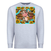 Heather Grey western cute cow with sunflower Premium Sweatshirt - NancyCooperArtShop