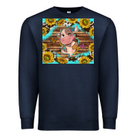 Navy western cute cow with sunflower Premium Sweatshirt - NancyCooperArtShop