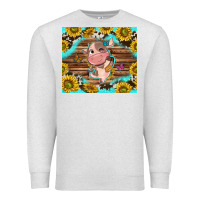 Oatmeal Heather western cute cow with sunflower Premium Sweatshirt - NancyCooperArtShop