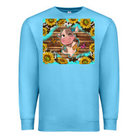 Ocean Blue western cute cow with sunflower Premium Sweatshirt - NancyCooperArtShop