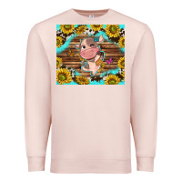 Pale Pink western cute cow with sunflower Premium Sweatshirt - NancyCooperArtShop