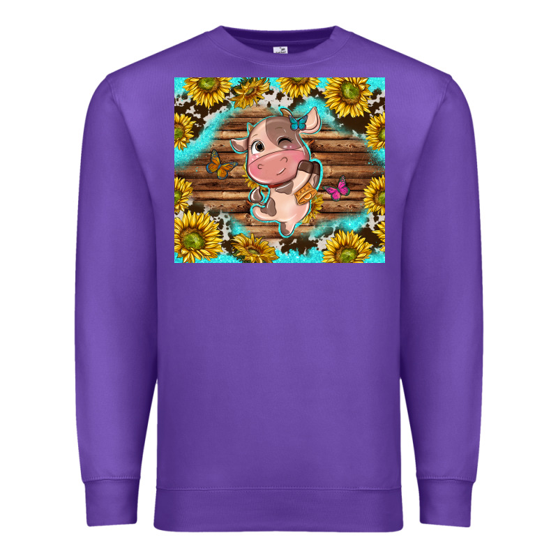 Western Cute Cow With Sunflower Premium Sweatshirt by NancyCooperArtShop | Teevron