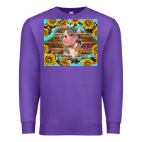 Purple western cute cow with sunflower Premium Sweatshirt - NancyCooperArtShop