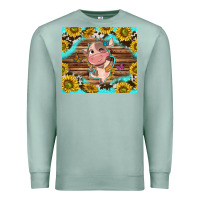 Seafoam western cute cow with sunflower Premium Sweatshirt - NancyCooperArtShop