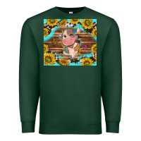 Sports Green western cute cow with sunflower Premium Sweatshirt - NancyCooperArtShop