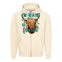 Sandshell i'm freakin freezin long haired cow Zipper Hoodie - Jasminsmagicworld