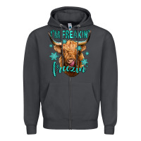 Smoke i'm freakin freezin long haired cow Zipper Hoodie - Jasminsmagicworld