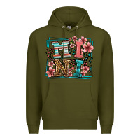 Army Green floral leopard frame mini Premium Hoodie - LillyAllenDesigns
