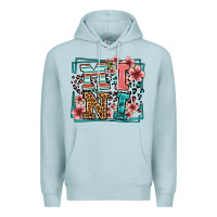 Blue Mist floral leopard frame mini Premium Hoodie - LillyAllenDesigns