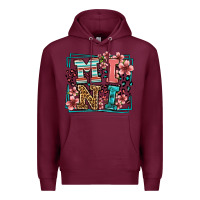 Burgundy floral leopard frame mini Premium Hoodie - LillyAllenDesigns