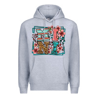 Heather Grey floral leopard frame mini Premium Hoodie - LillyAllenDesigns
