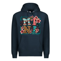 Navy floral leopard frame mini Premium Hoodie - LillyAllenDesigns