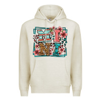 Oatmeal Heather floral leopard frame mini Premium Hoodie - LillyAllenDesigns