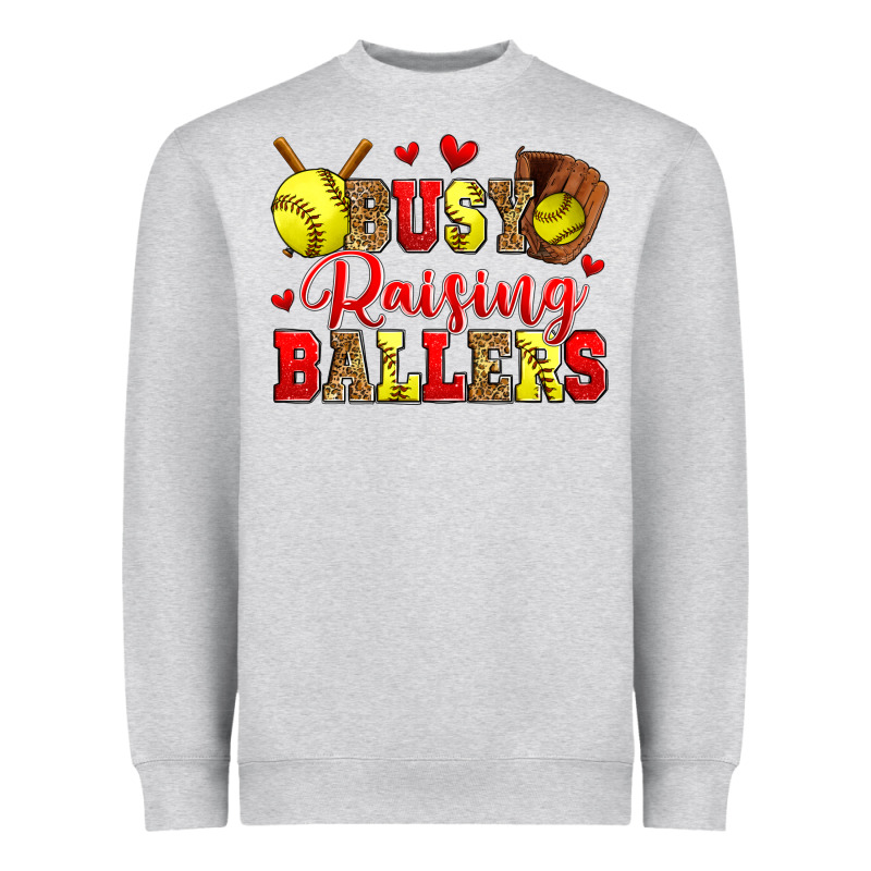 Busy Raising Ballers Softball Heavyweight Sweatshirt by Zillion Design Studio | Teevron