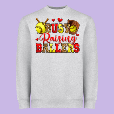 Busy Raising Ballers Softball Heavyweight Sweatshirt Designed By Zillion Design Studio