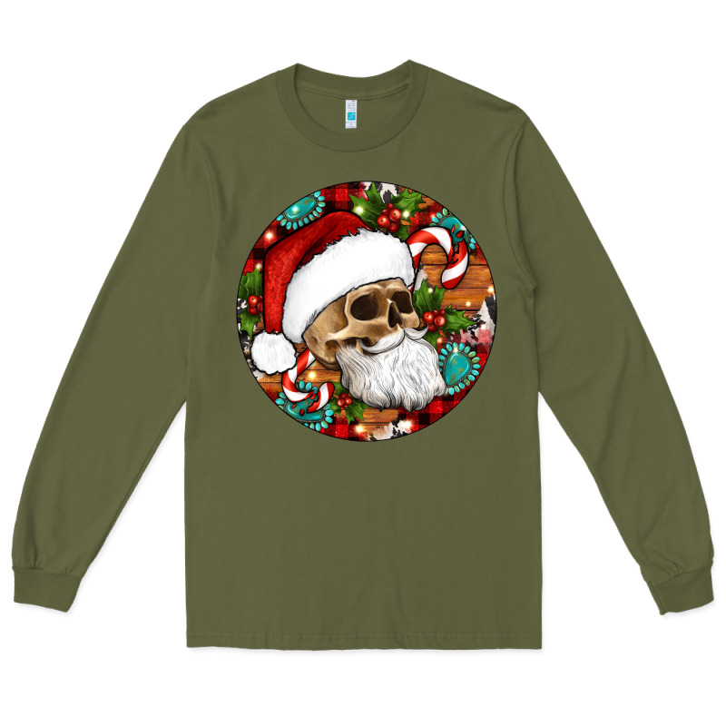 Christmas Hippie Skeleton Santa Ornament Long Sleeve Tee by Artiststas | Teevron