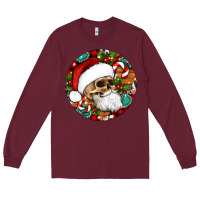 Burgundy Christmas hippie skeleton santa ornament Long Sleeve Tee - Artiststas