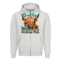 Dove Grey don't be a salty heifer long haired cow Zipper Hoodie - Jasminsmagicworld