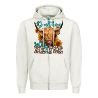 Oatmeal Heather don't be a salty heifer long haired cow Zipper Hoodie - Jasminsmagicworld