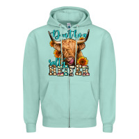 Seafoam don't be a salty heifer long haired cow Zipper Hoodie - Jasminsmagicworld
