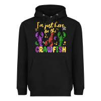 Black i'm just here for the crawfish Heavyweight Hoodie - MaliasSmallBusiness