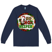 Navy Christmas ho ho heifer Long Sleeve Tee - Artiststas