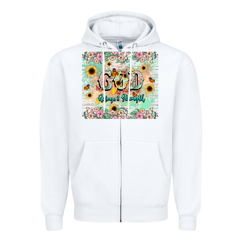God Is My Refugee And Strength Zipper Hoodie by NancyCooperArtShop | Teevron