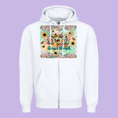 God Is My Refugee And Strength Zipper Hoodie Designed By Nancycooperartshop