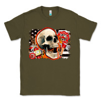 Army Green firefighter skull Classic Tee - AdoDesignShop