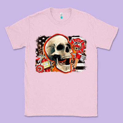 Firefighter Skull Classic Tee Designed By Adodesignshop