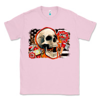 Bubblegum Pink firefighter skull Classic Tee - AdoDesignShop