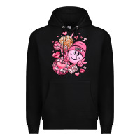 Black retro valentines day Premium Hoodie - LillyAllenDesigns
