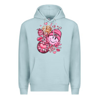 Blue Mist retro valentines day Premium Hoodie - LillyAllenDesigns