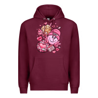 Burgundy retro valentines day Premium Hoodie - LillyAllenDesigns