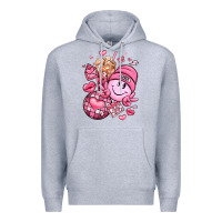 Heather Grey retro valentines day Premium Hoodie - LillyAllenDesigns