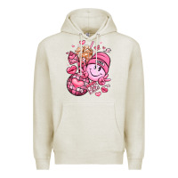Oatmeal Heather retro valentines day Premium Hoodie - LillyAllenDesigns