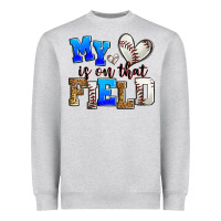 Heather Grey my heart is on that field baseball Heavyweight Sweatshirt - Zillion Design Studio