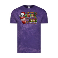 Cloud Purple Coffee  Jesus Vintage Tee - CowhideDigitalArt