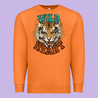 Wild Heart Tiger College Western Premium Sweatshirt Designed By Nancycooperartshop