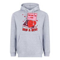 Heather Grey heart record player Heavyweight Hoodie - MaliasSmallBusiness