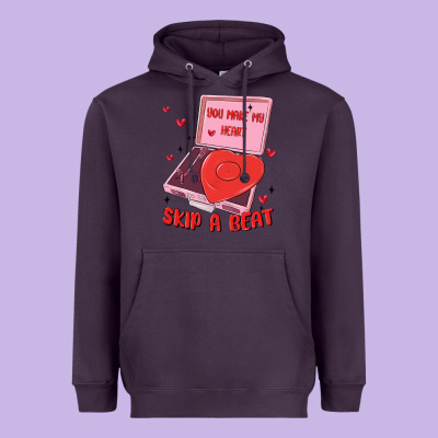 Heart Record Player Heavyweight Hoodie Designed By Maliassmallbusiness