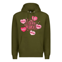 Army Green you are enough valentines day Premium Hoodie - LillyAllenDesigns