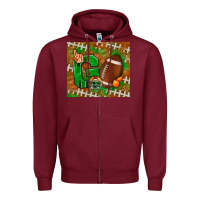 Burgundy go american football leopard Zipper Hoodie - NancyCooperArtShop