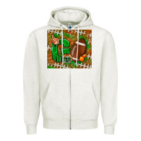 Oatmeal Heather go american football leopard Zipper Hoodie - NancyCooperArtShop