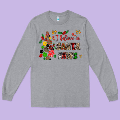 I Believe In Santa Paws Long Sleeve Tee Designed By Adodesignshop
