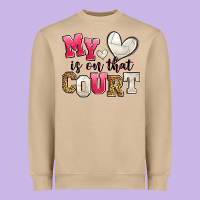 My Heart Is On That Court Volleyball Heavyweight Sweatshirt Designed By Zillion Design Studio